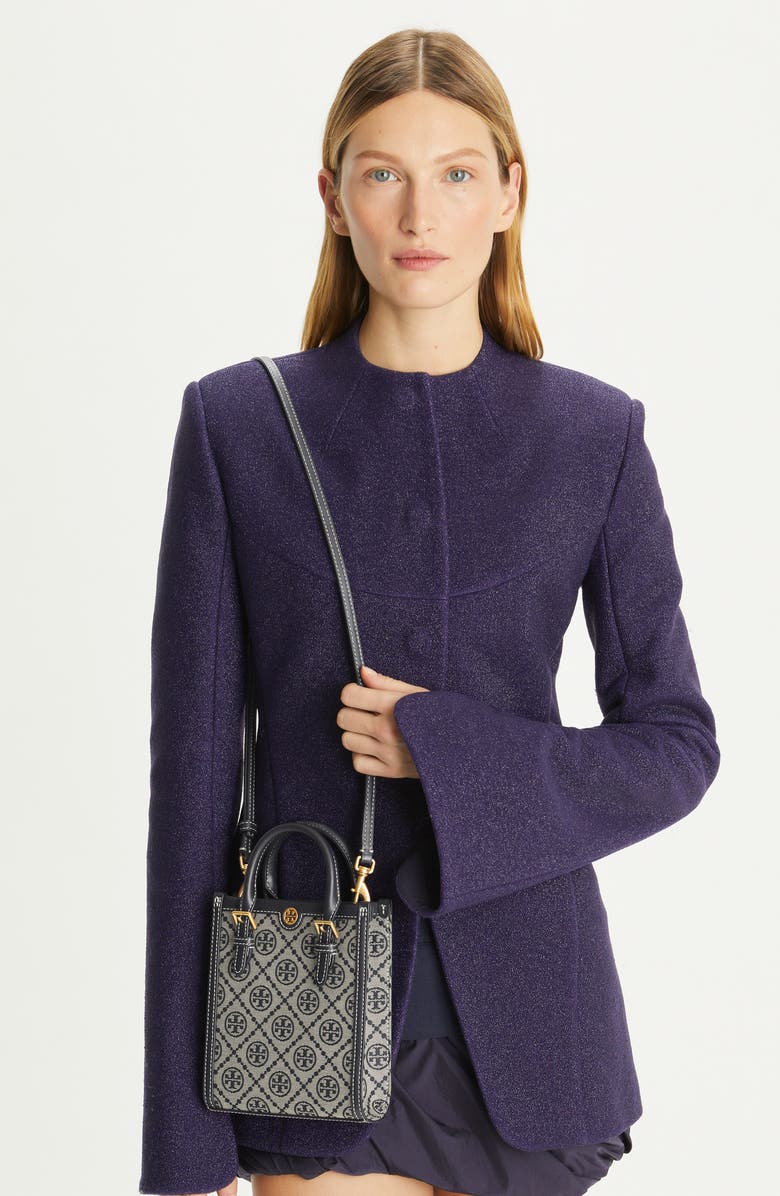 Tory Burch T Monogram Jacquard Mini Tote, Alternate, color, Tory Navy