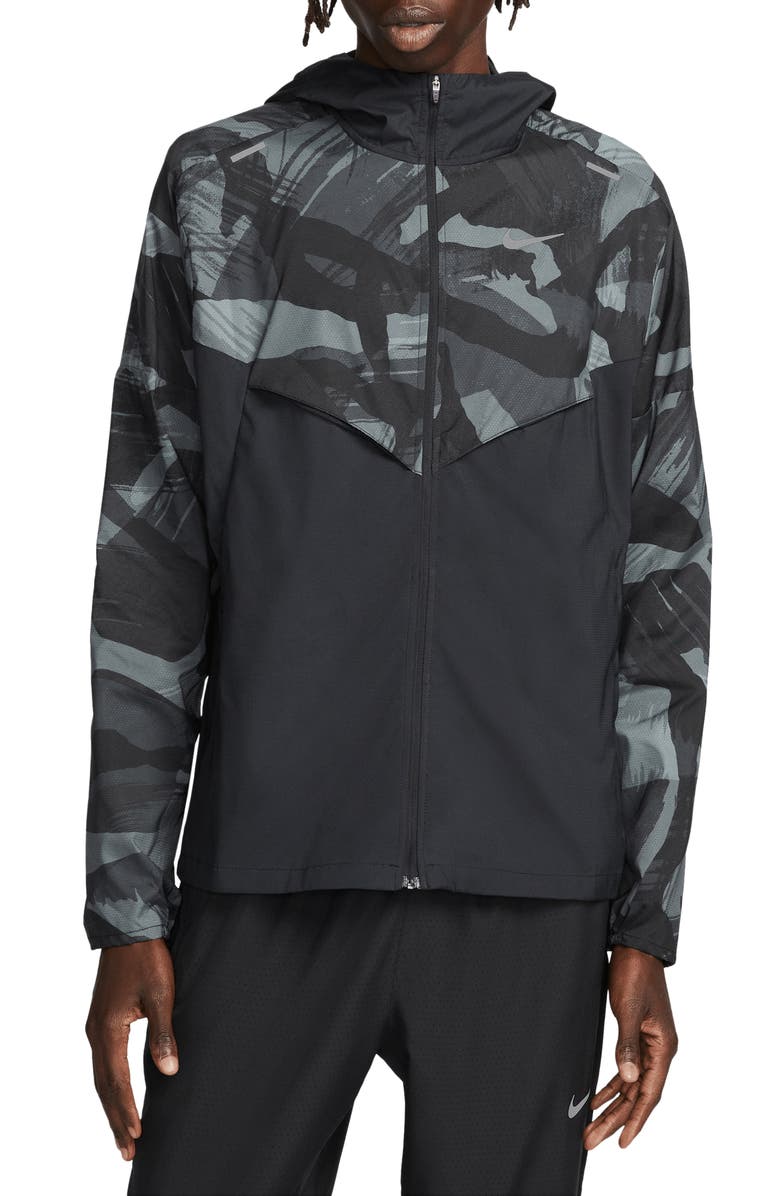 Nike Repel Camo Print Colorblock Water Repellent Zip-Up Hooded Jacket, Main, color,