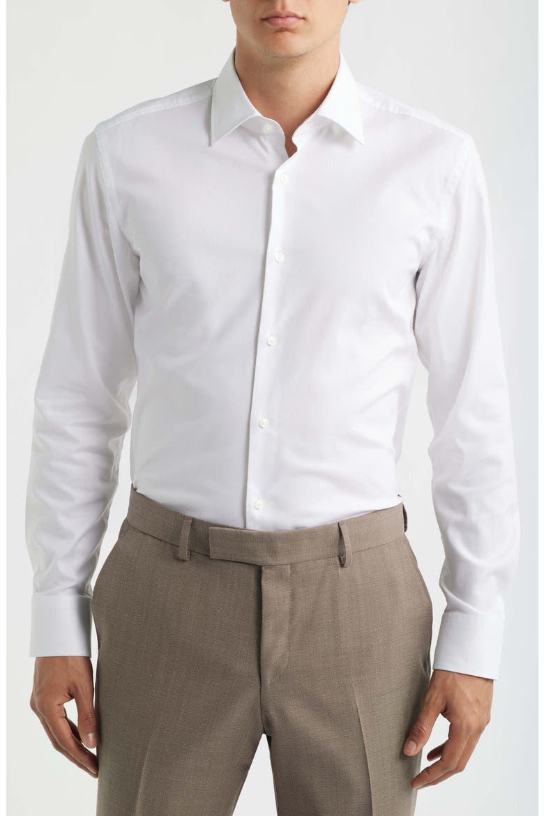 Hank Slim Fit Stretch Cotton Dress Shirt, Main, color, WHITE