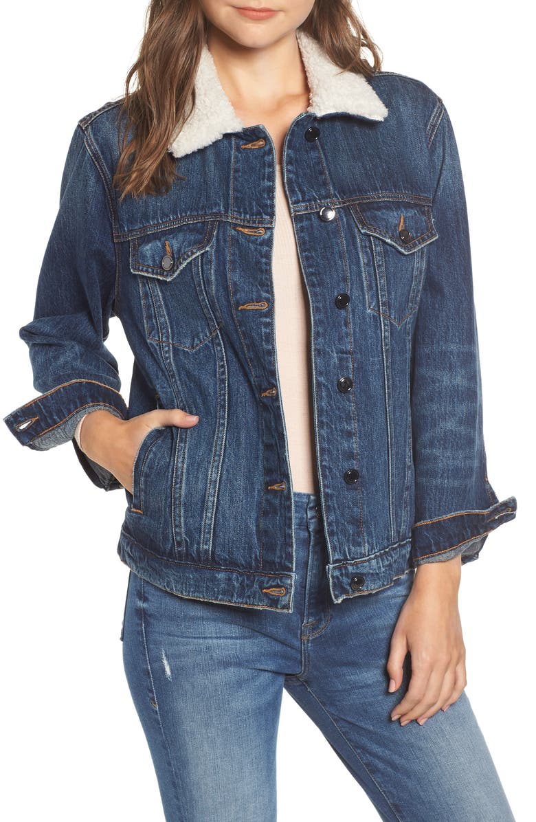 Good American Boyfriend Denim Jacket, Main, color, 