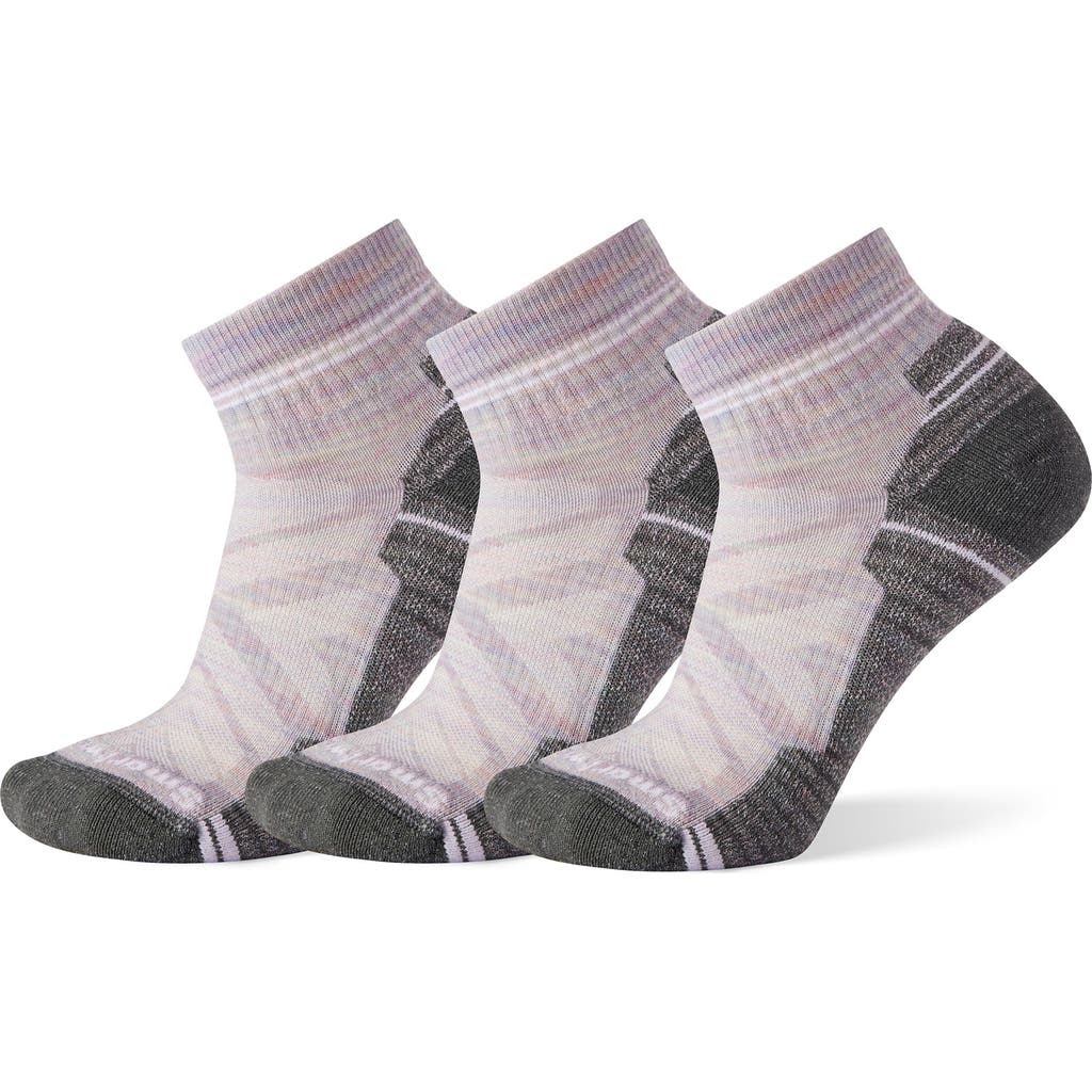 Smartwool Hike Light 3-pack Cushion Ankle Socks In Purple Eclipse