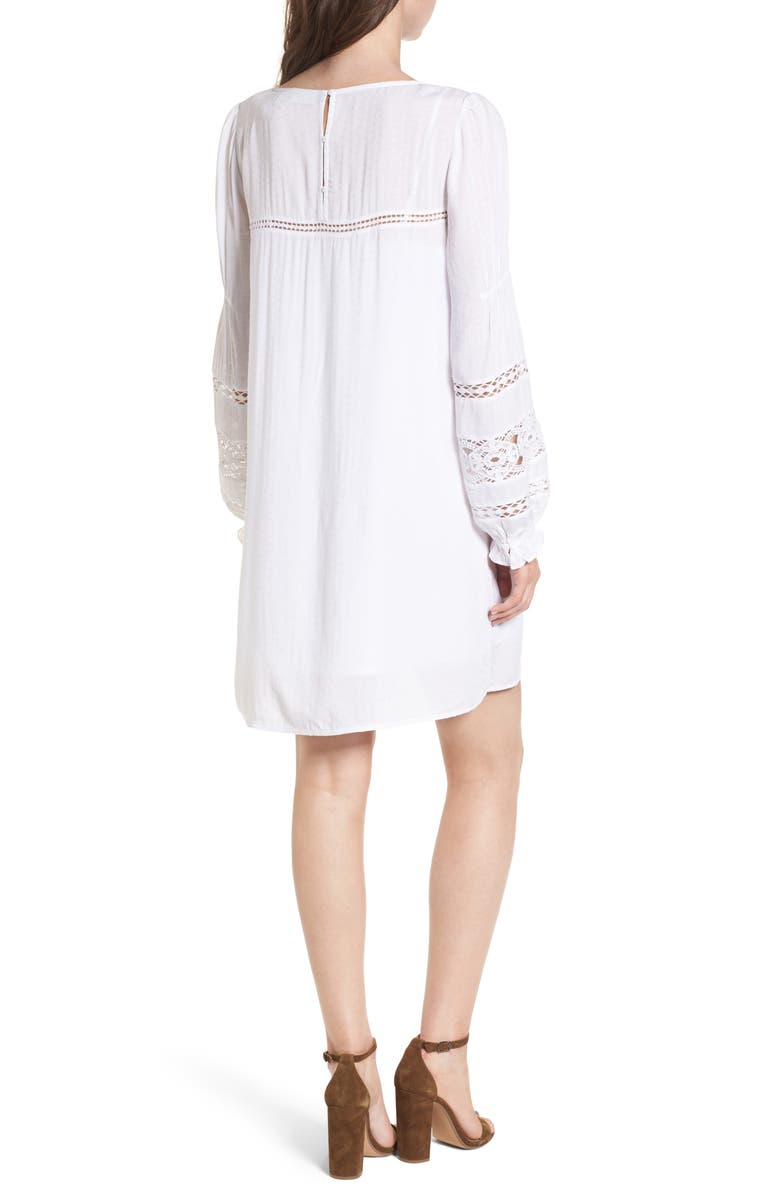 Hinge Lace Trim Puff Sleeve Shift Dress, Alternate, color, 