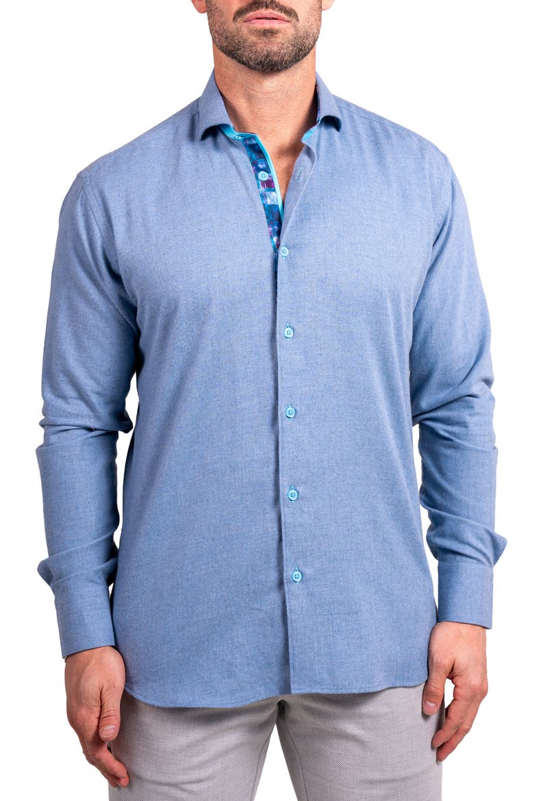 Einstein Ascension Contemporary Fit Button-Up Shirt, Main, color, BLUE