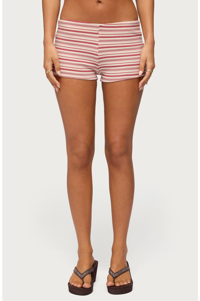Noelia Stripe Stretch Cotton Micro Shorts, Main, color, PINK