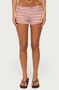 EDIKTED Noelia Stripe Stretch Cotton Micro Shorts