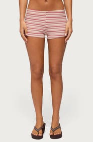EDIKTED Noelia Stripe Stretch Cotton Micro Shorts