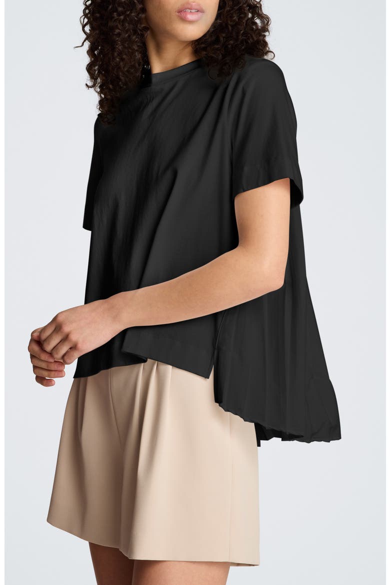 High/Low Pleat Back Top, Alternate, color, BLACK