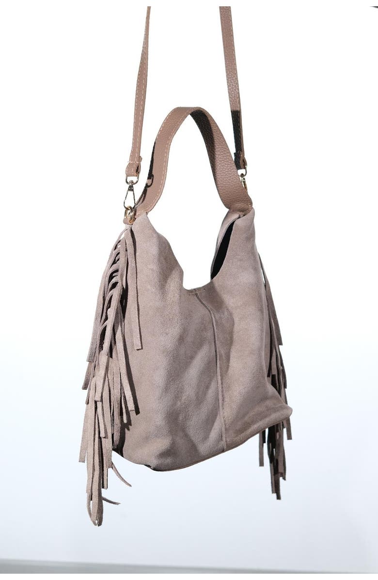 Forever & Always Shoes VALS Leather Shoulder Bag, Alternate, color, Grey Suede