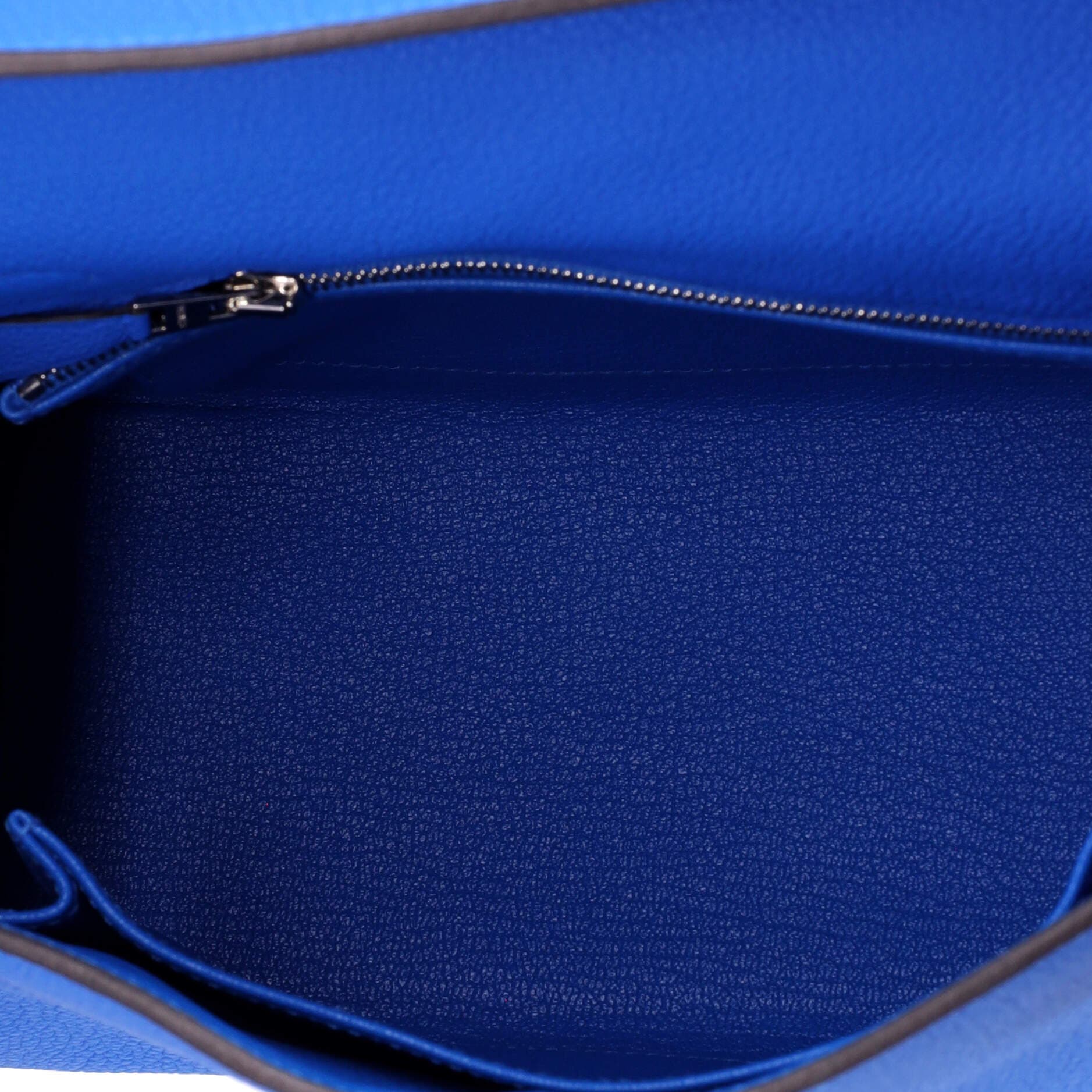 Pre-Owned Hermes Kelly Handbag Blue Togo with Palladium Hardware 25, Alternate, color, New Bleu Hydra