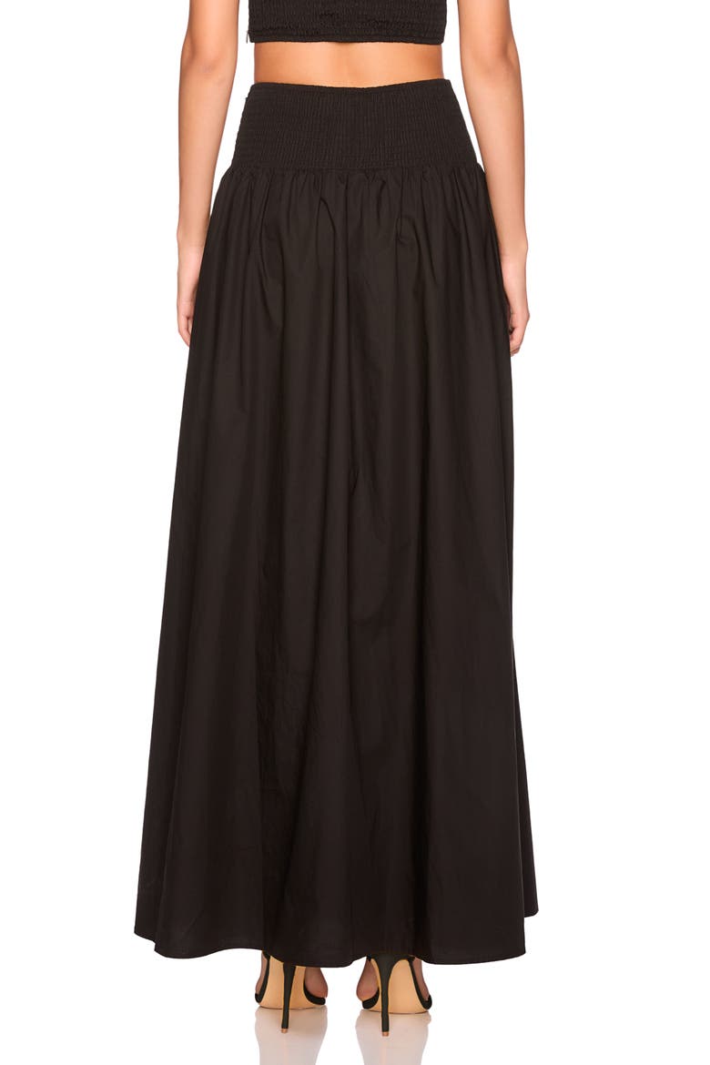Drop Waist Cotton Poplin Maxi Skirt, Alternate, color, BLACK