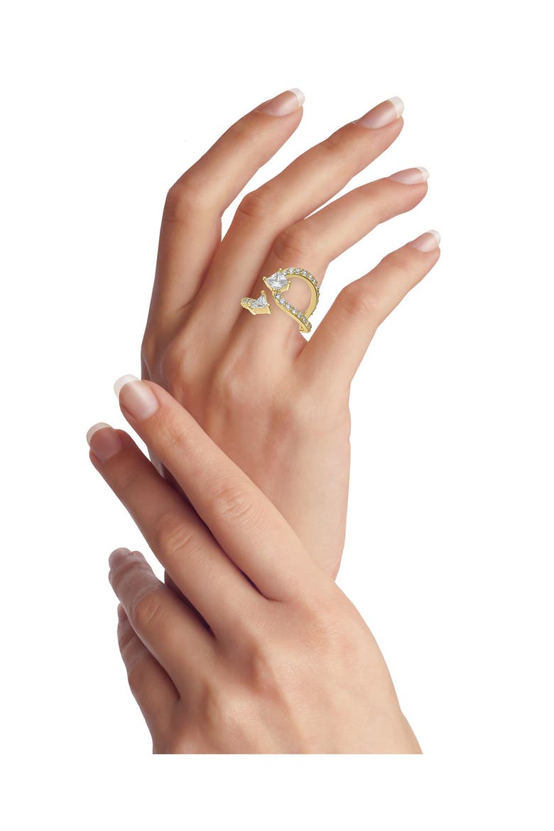 Cubic Zirconia Wrap Bypass Ring, Alternate, color, CLEAR/ GOLD