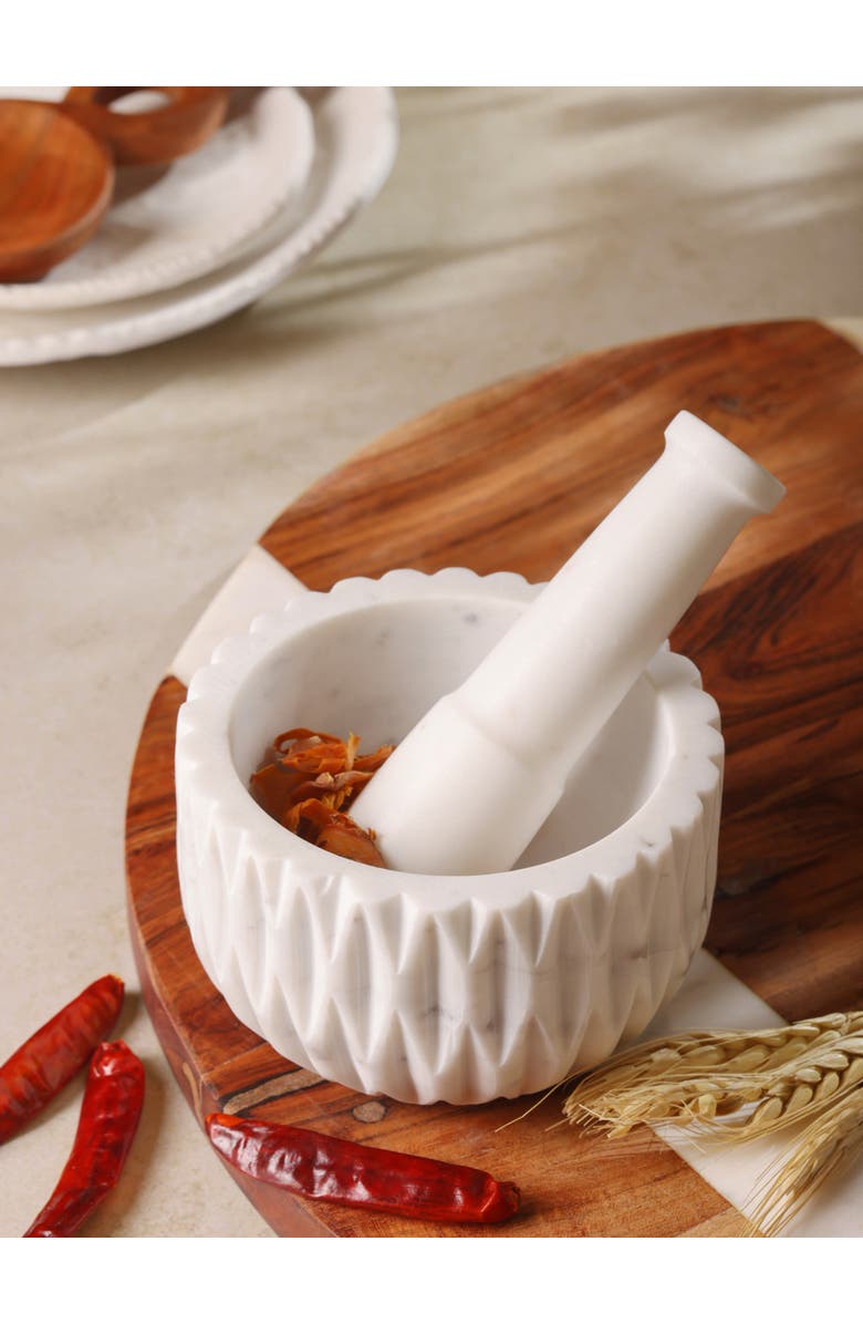 GAURI KOHLI Russell Marble Mortar and Pestle, Alternate, color, Ivory White