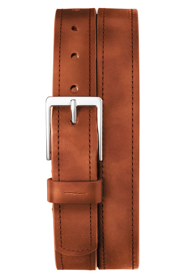 Leather Belt, Main, color, BROWN