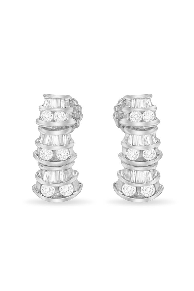 14KT White Gold 7/8 cttw Diamond Dangle Multi Row Earrings, Alternate, color, White