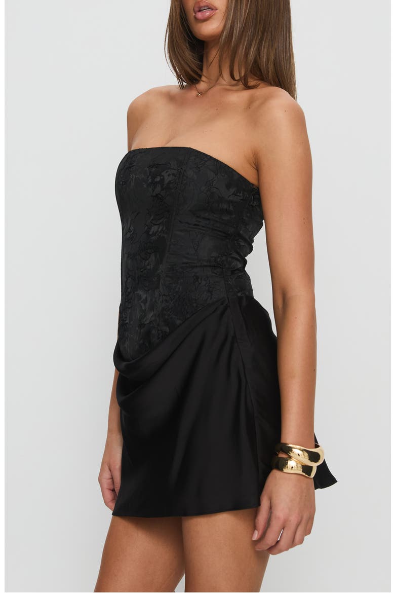 Jenevieve Strapless Cocktail Dress, Alternate, color, BLACK