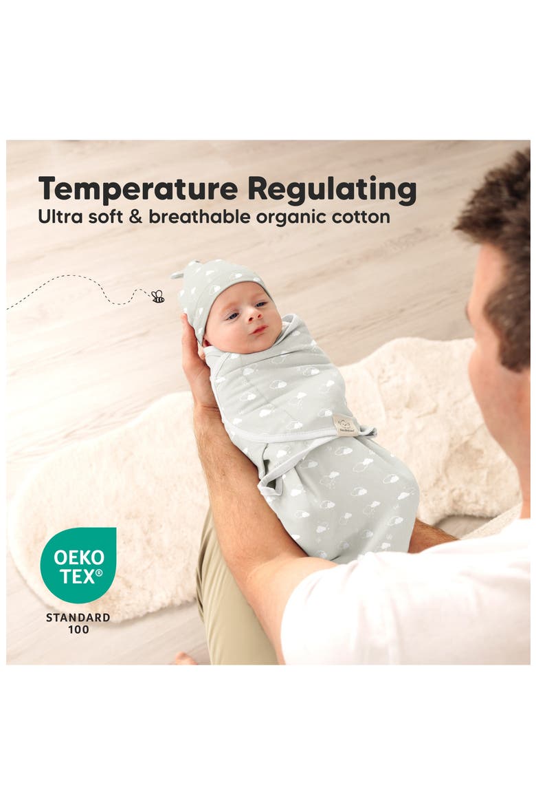 3-Pack Soothe Swaddle Wraps with Knot Hats, Alternate, color, Aspire