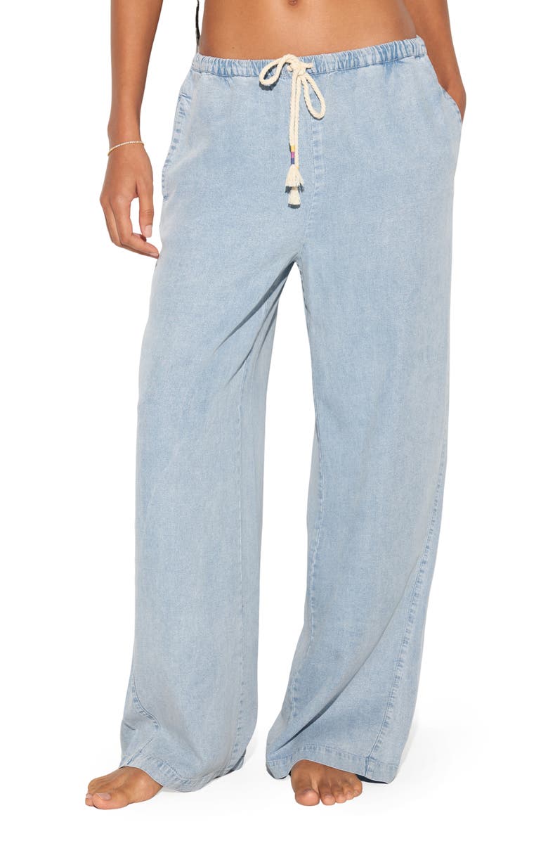 Spiritual Gangster Toluca Wide Leg Chambray Pants, Main, color, Sunbleache