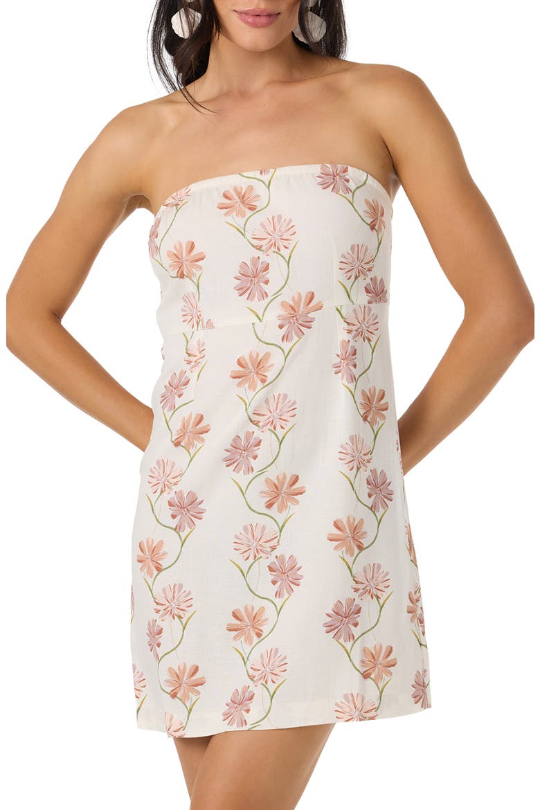 Cassie Floral Strapless Minidress, Alternate, color, TOFU