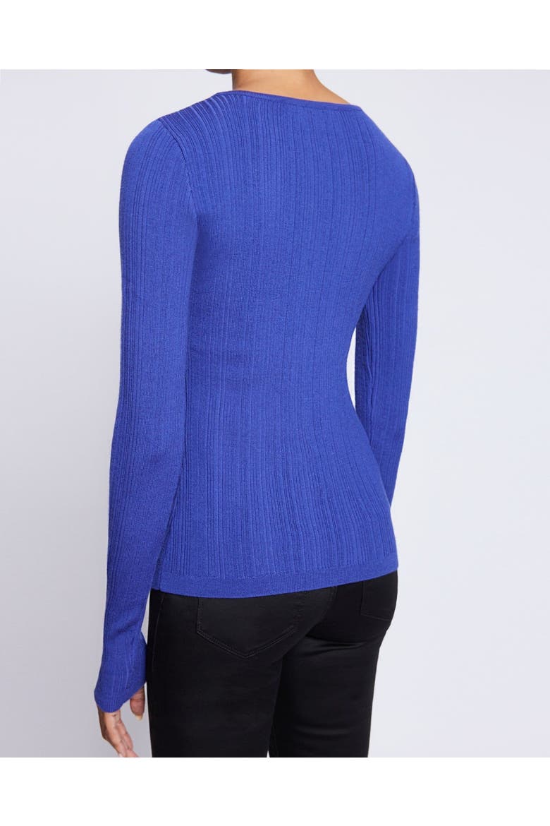Charlene Ribbed Keyhole Knit Top in Merino Wool, Alternate, color, VIOLET BLUE