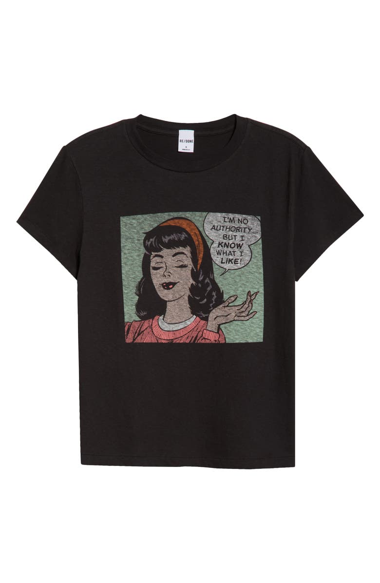 Re/Done I Know What I Like Graphic Cotton T-Shirt, Alternate, color, Washed Black