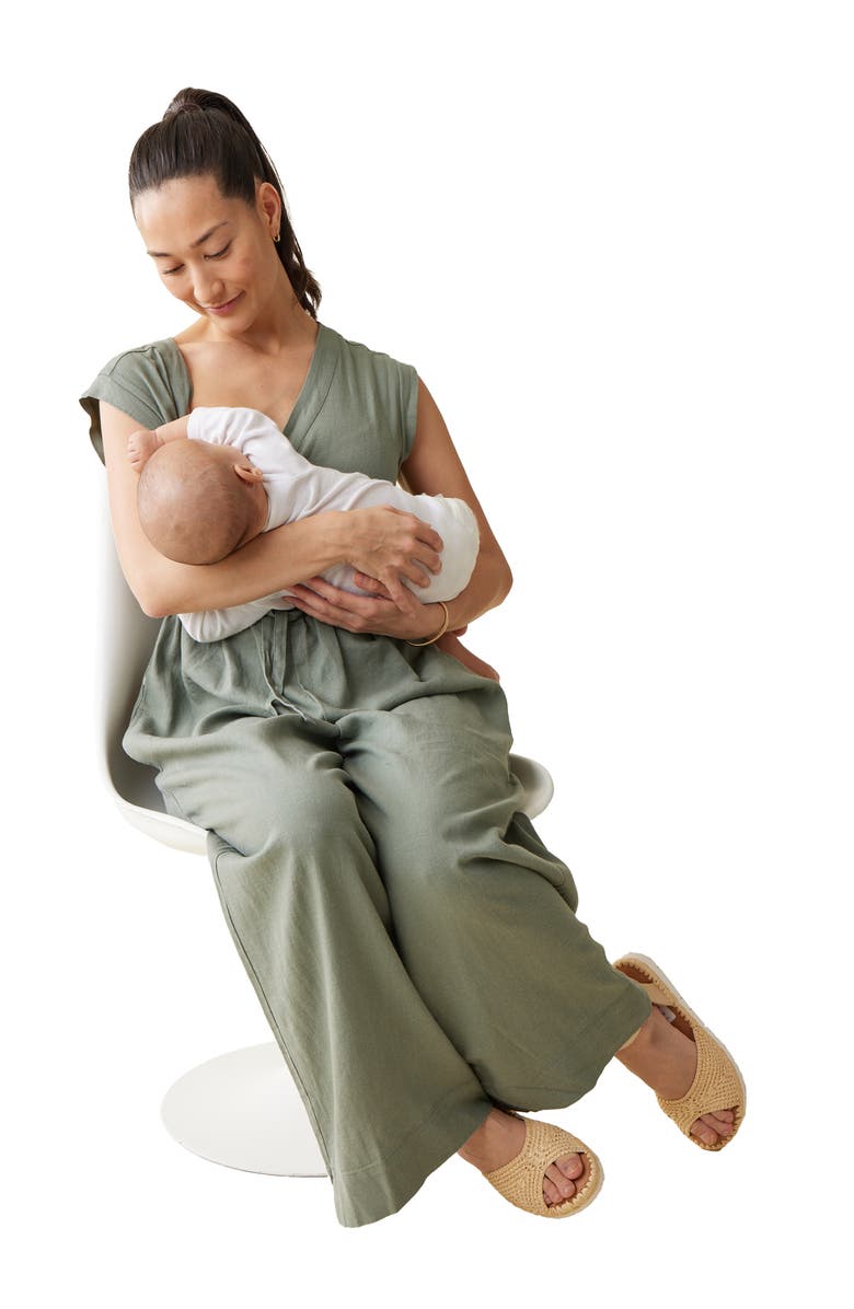 Ingrid & Isabel<sup>®</sup> Sleeveless Linen Blend Maternity Jumpsuit, Alternate, color, Agave