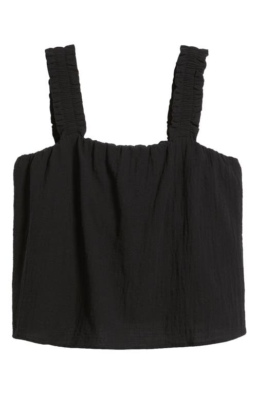 Bobeau Smocked Strap Cotton Gauze Camisole In Black