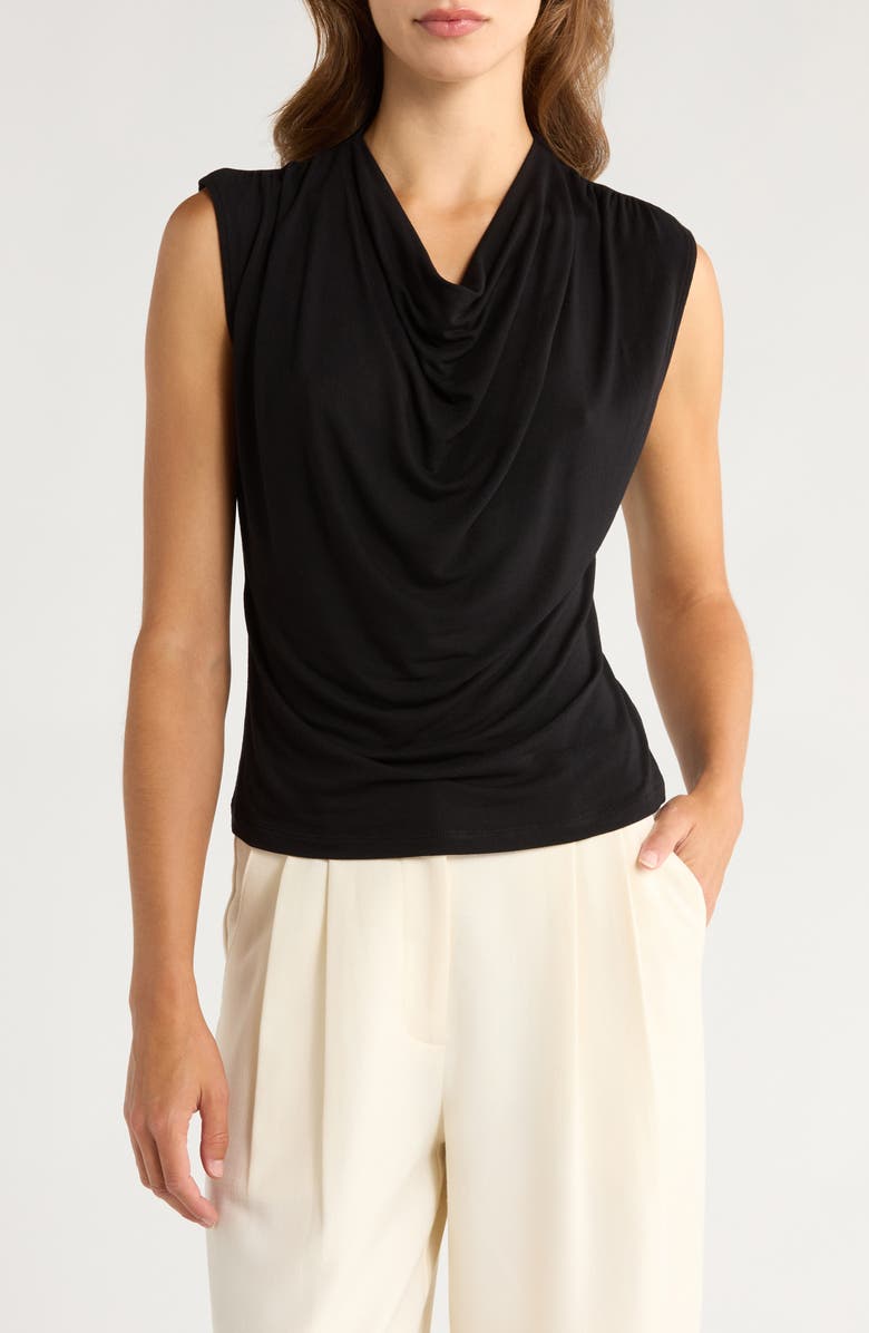 Vince Cowl Neck Sleeveless Top, Main, color, Black