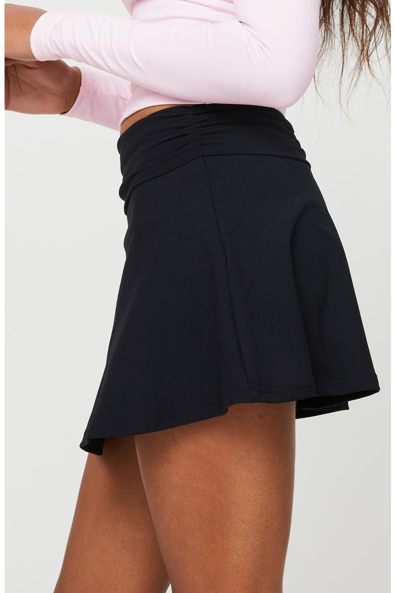 Reema Foldover Waist A-Line Miniskort, Alternate, color, BLACK