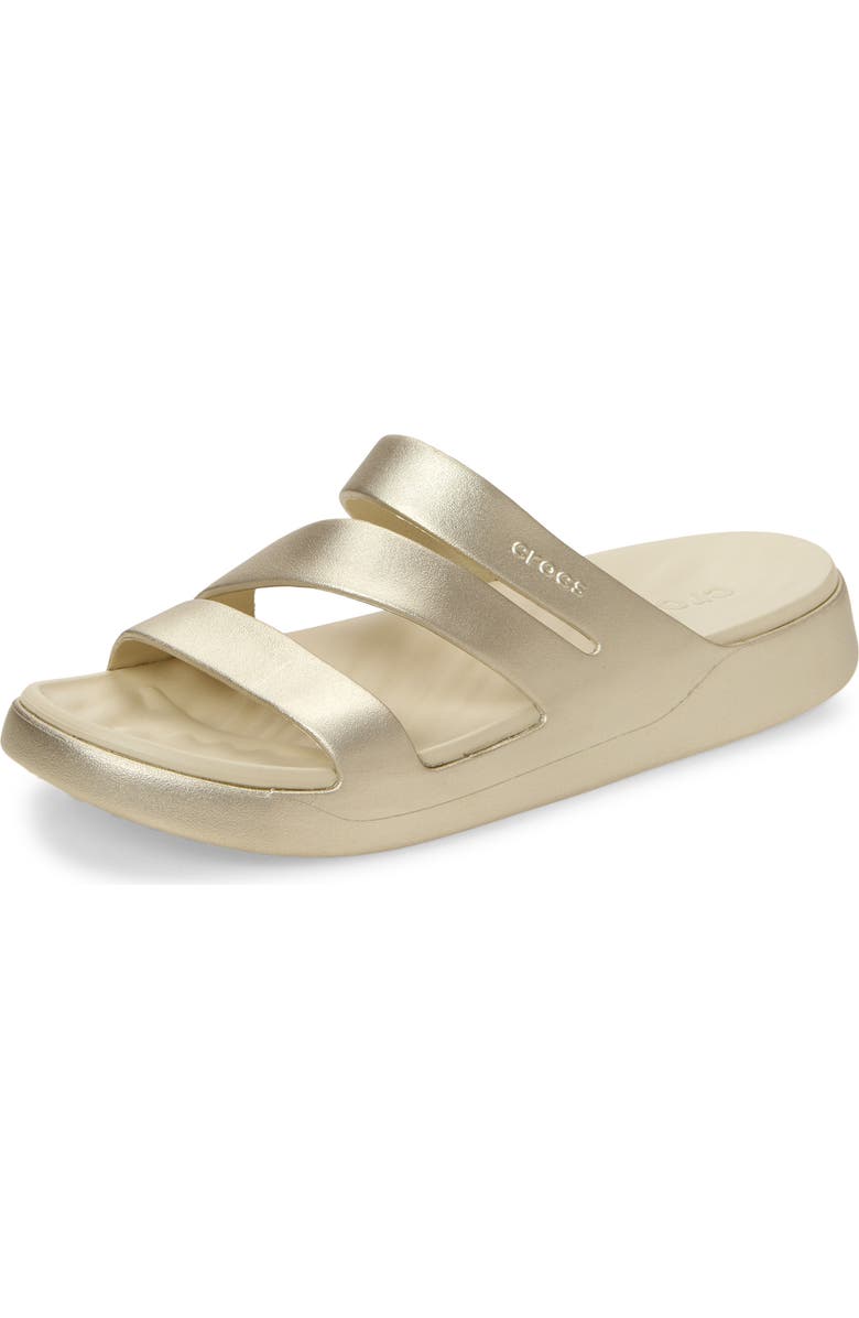 CROCS Getaway Waterproof Strappy Slide Sandal, Main, color, Champagne Metallic