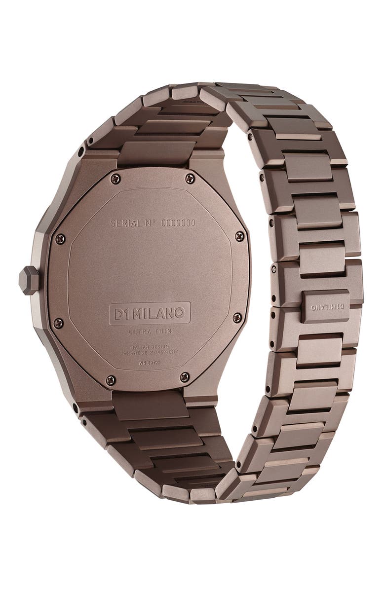 D1 Milano Chocolate Ultra Thin Bracelet Watch, 40mm, Alternate, color, Brown