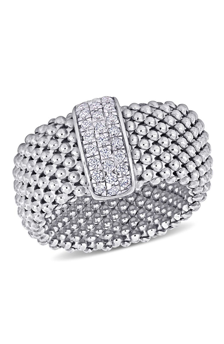 Julianna B. Cubic Zirconia Popcorn Design Flexible Ring, Main, color, Sterling Silver