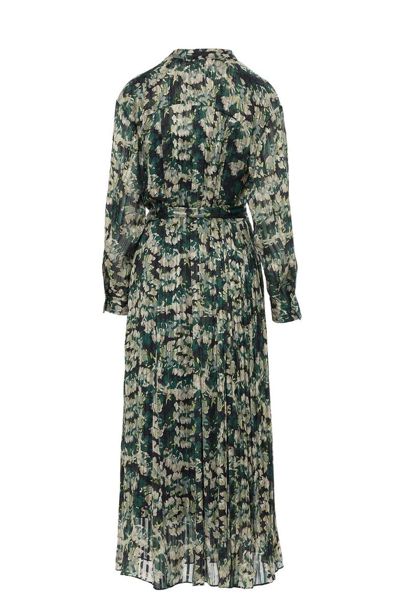 Gizia Patterned Dress with Belt and Mandarin Collar, Alternate, color, Green