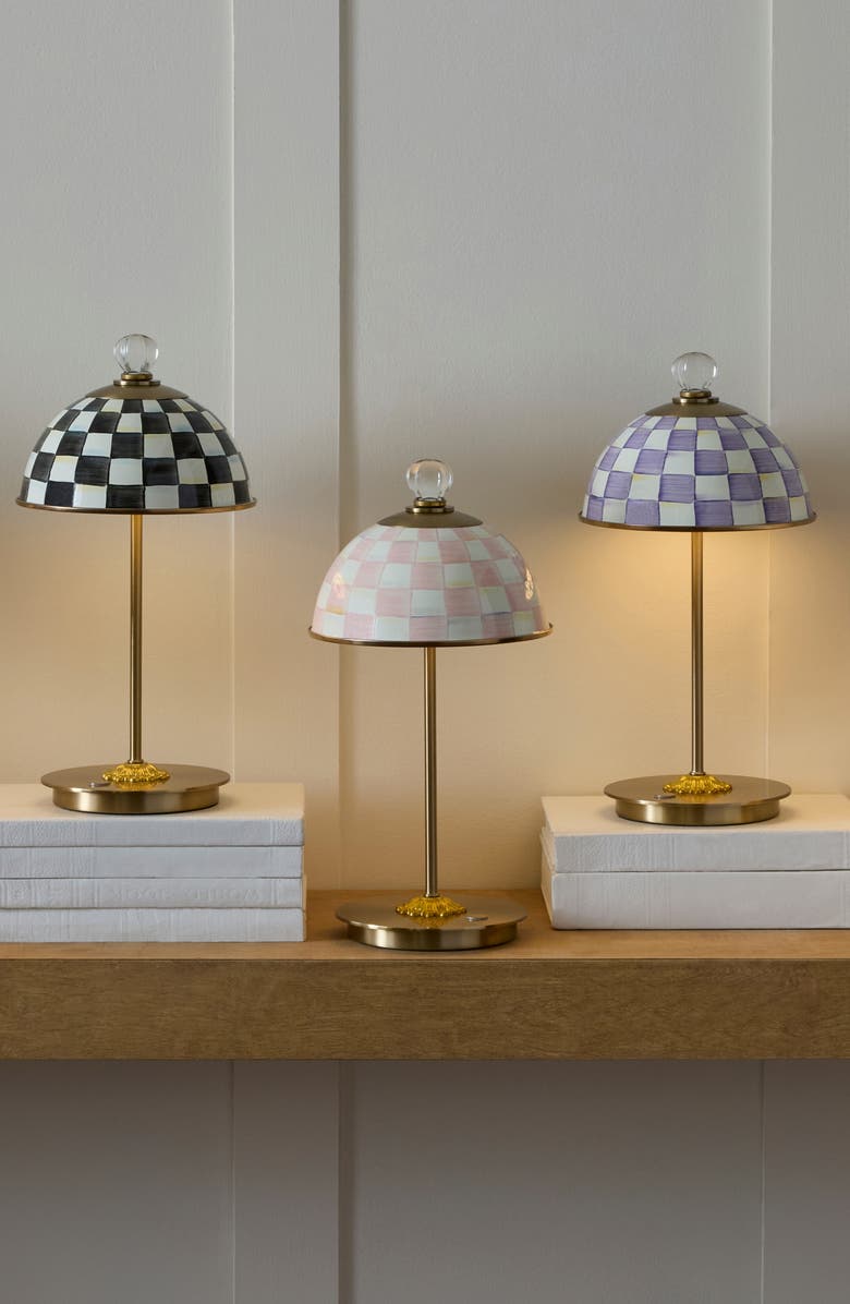 MACKENZIE CHILDS Rosy Check LED Rechargeable Dome Table Lamp, Alternate, color, Rosy