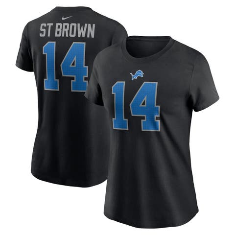 Women's Nike Amon-Ra St. Brown Black Detroit Lions Player Name & Number T-Shirt