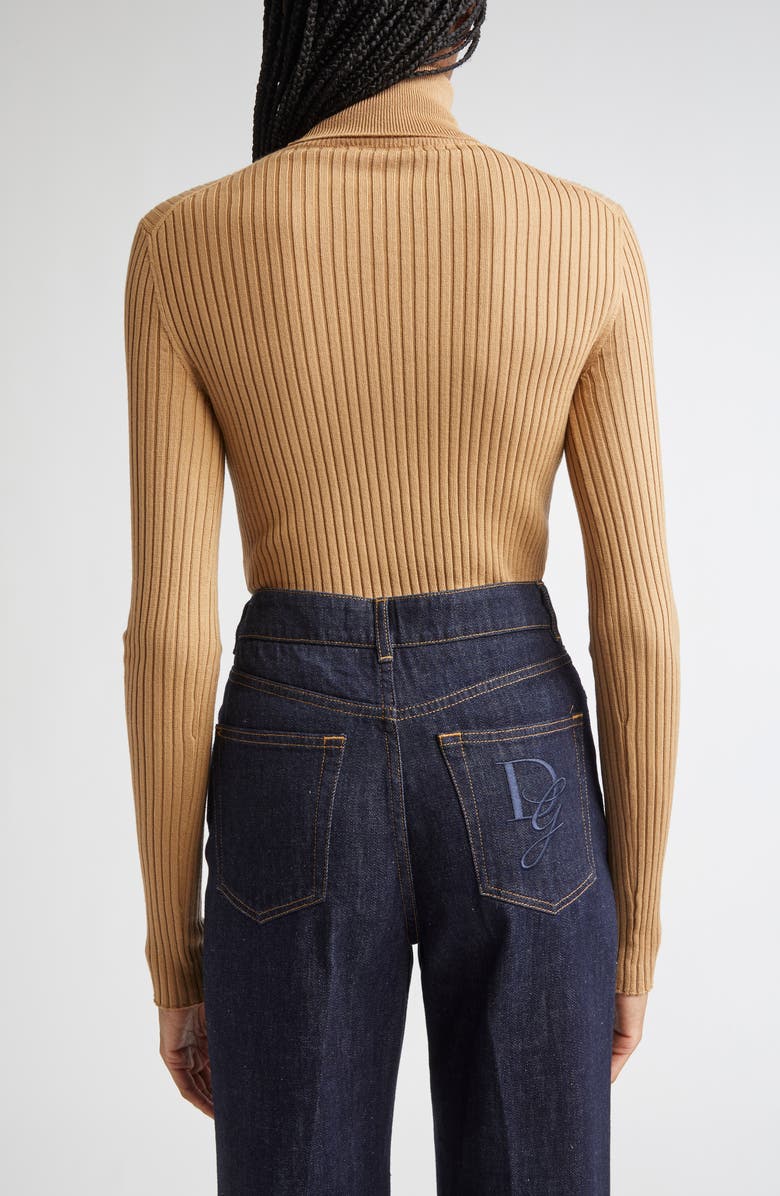 Dolce&Gabbana Virgin Wool Blend Rib Turtleneck Sweater, Alternate, color, M2366 Beige Medio