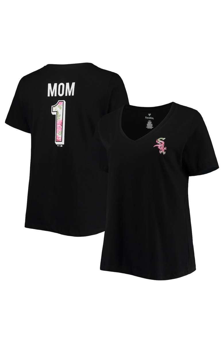 PROFILE Women's Black Chicago White Sox Plus Size #1 Mom 2-Hit V-Neck T-Shirt, Main, color, Black