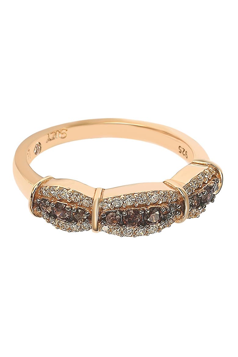Pavé Cubic Zirconia Station Ring, Alternate, color, BROWN