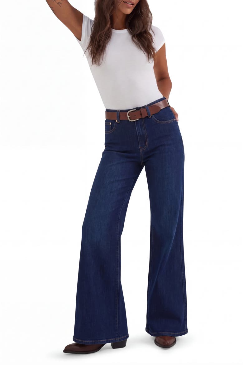 High Waist Flare Leg Jeans, Alternate, color, Blue Wash