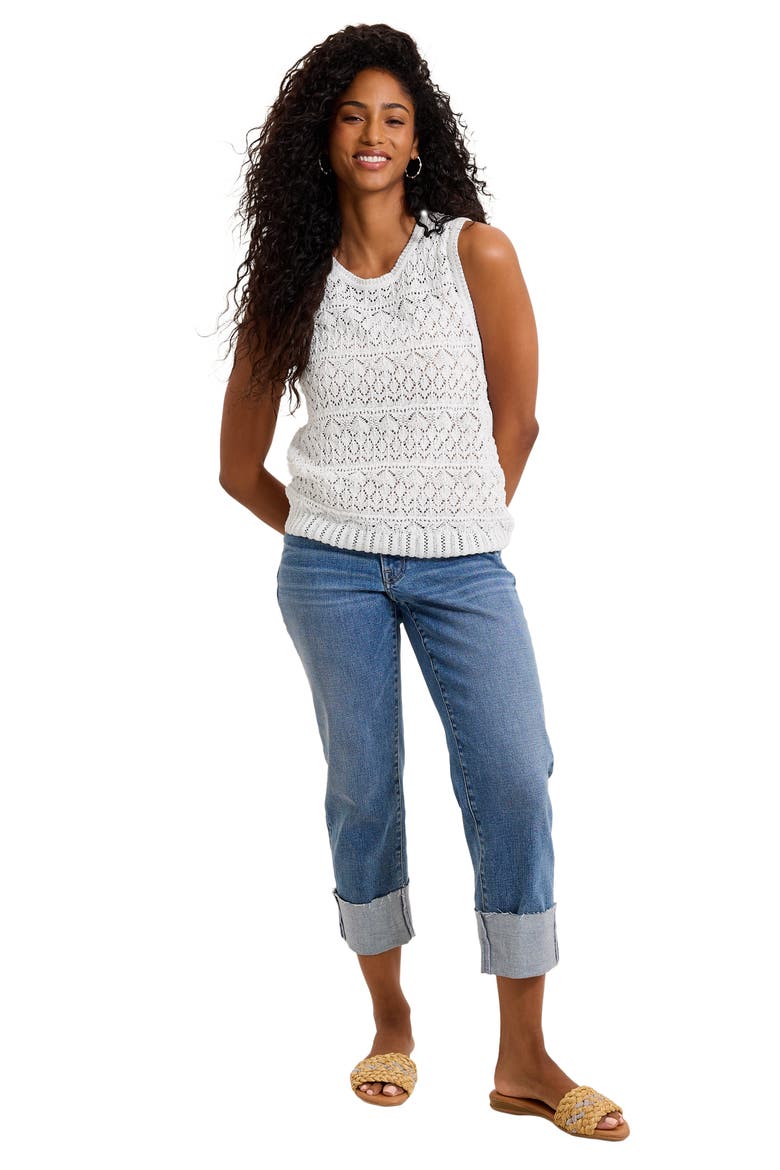 Crochet Stitch Sleeveless Sweater, Alternate, color, WHITE