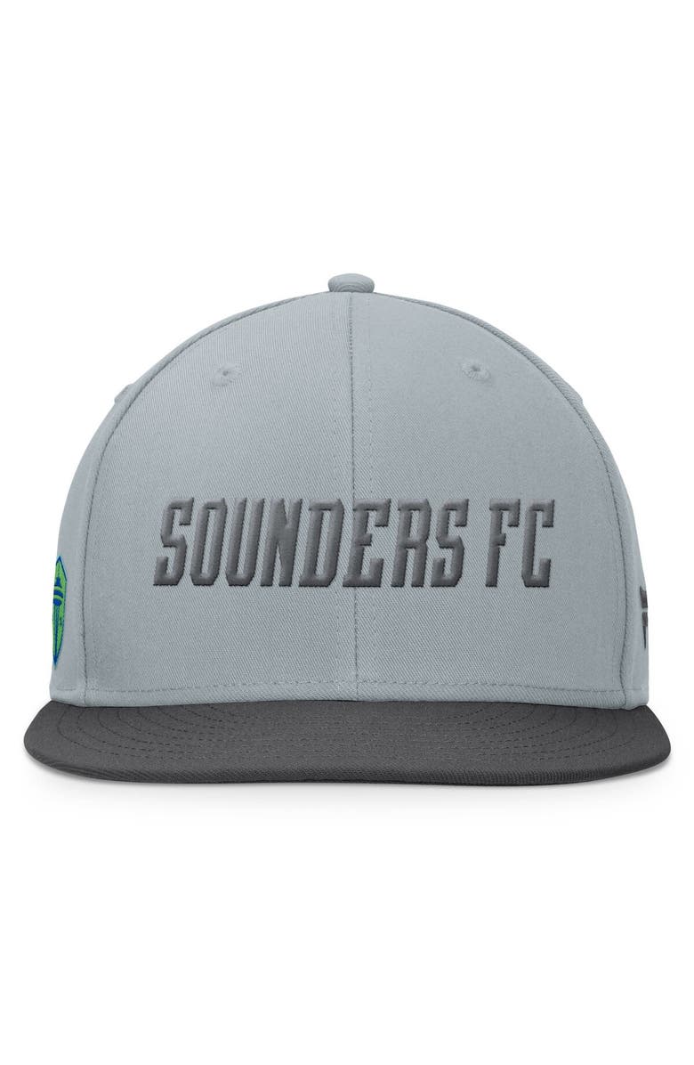 FANATICS Men's Fanatics Branded Gray/Black Seattle Sounders FC Smoke Snapback Hat, Alternate, color, 