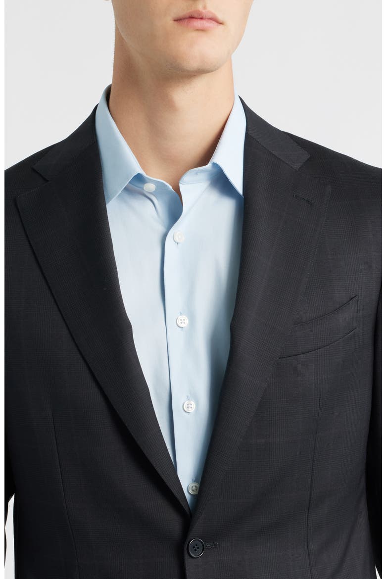 Capri Trim Fit Black Glen Check Wool Suit, Alternate, color, BLACK