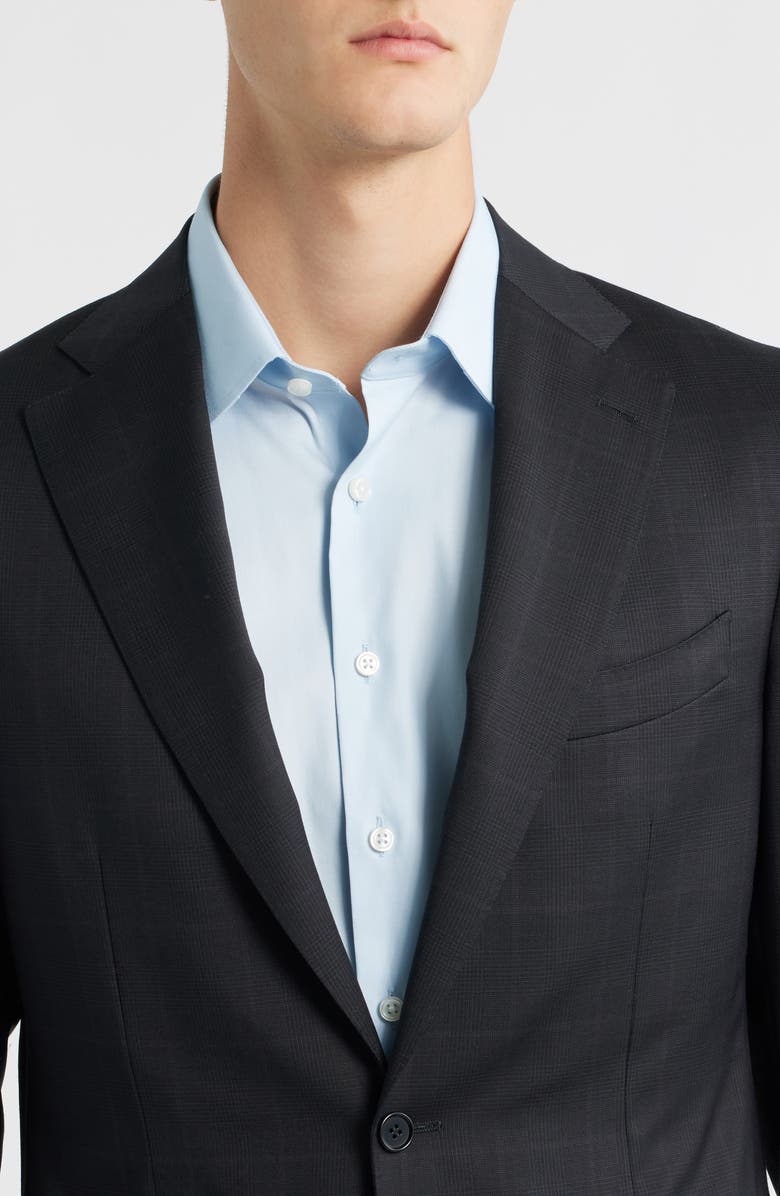 Canali Capri Trim Fit Black Glen Check Wool Suit, Alternate, color, Black