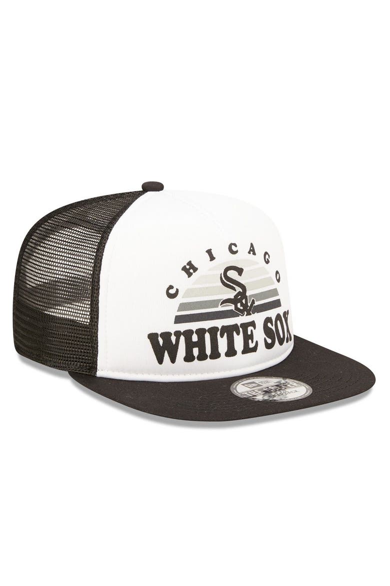 Men's New Era White/Black Chicago White Sox Gradient Golfer 9FIFTY Snapback Hat, Alternate, color, White
