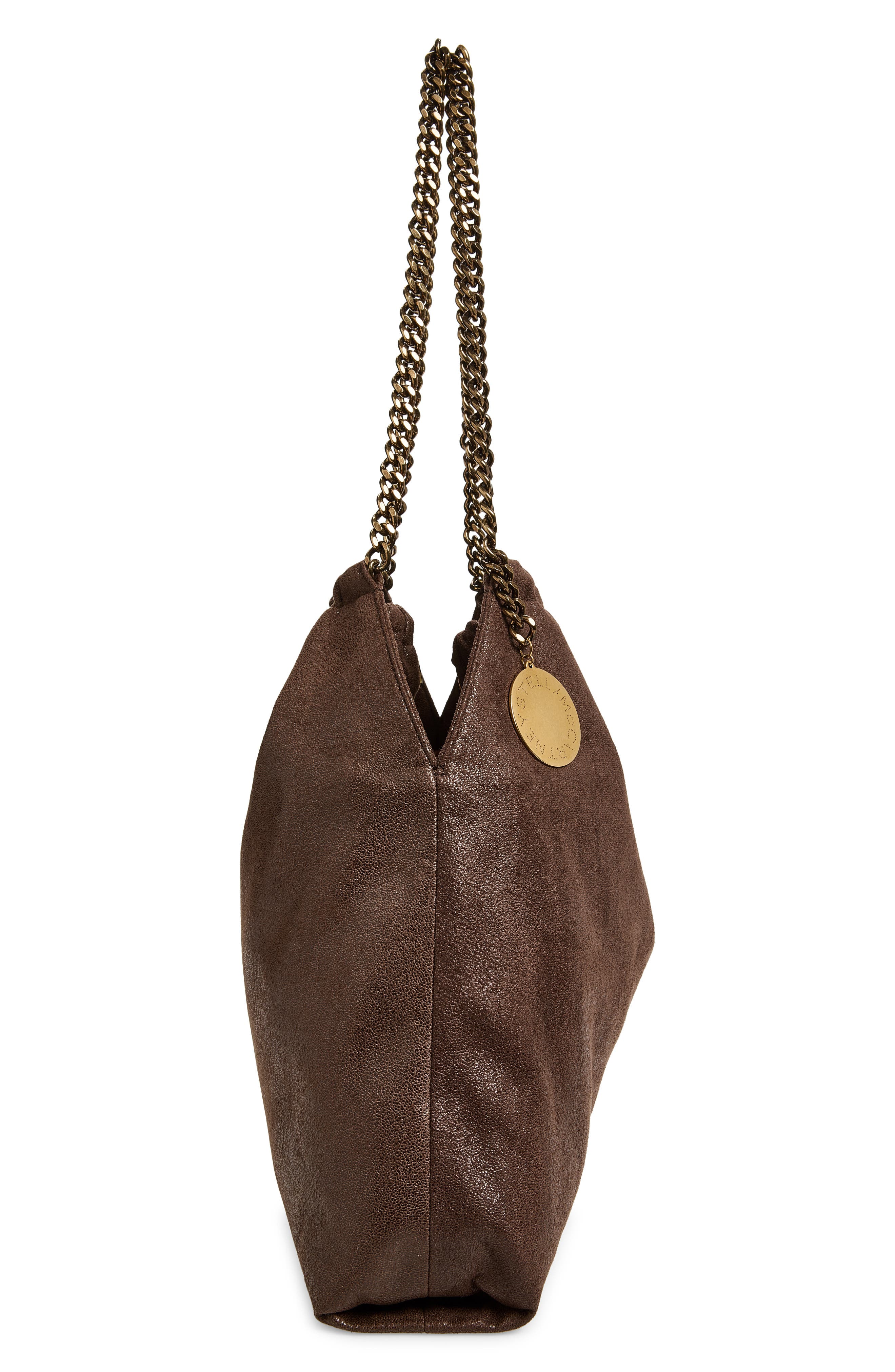 Medium Falabella Drawstring Faux Suede Shoulder Bag, Alternate, color, MAHOGANY