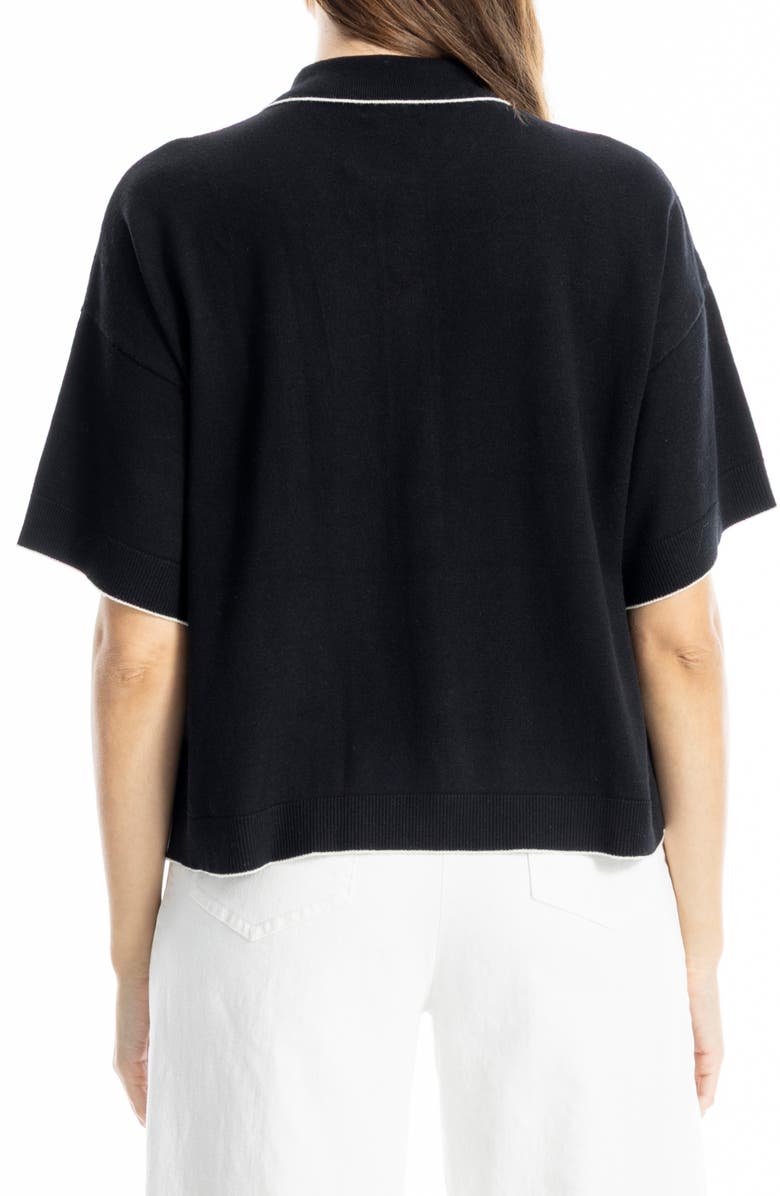 MAX STUDIO Boxy Polo Sweater, Alternate, color, Black/ Ivory