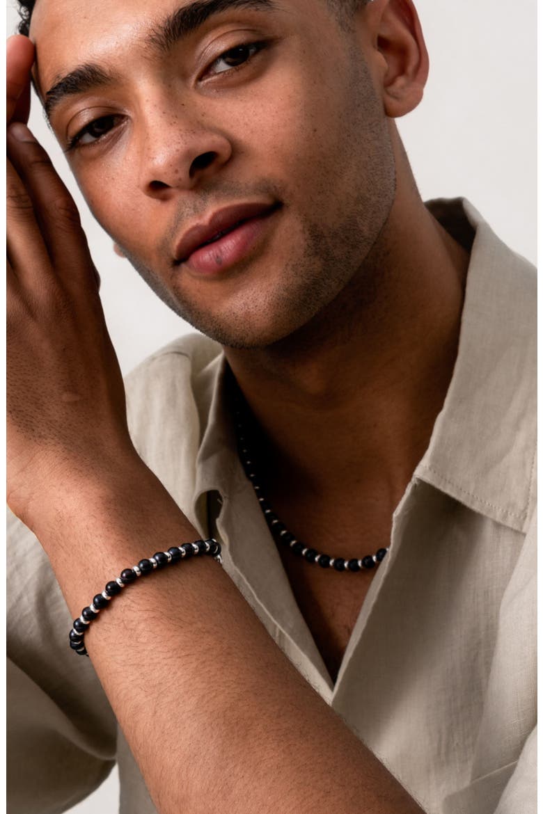 Men's  Pearl Halo Bracelet, Alternate, color, Black