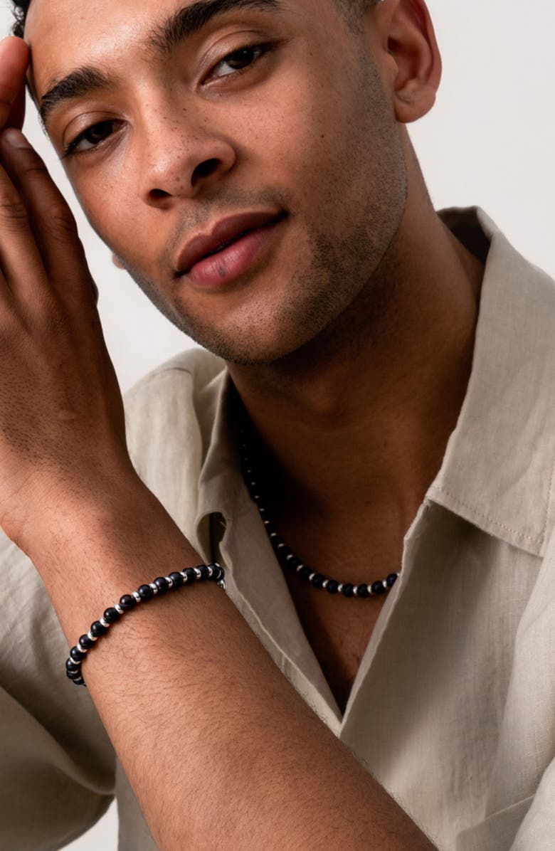 Dower & Hall Men's  Pearl Halo Bracelet, Alternate, color, Black