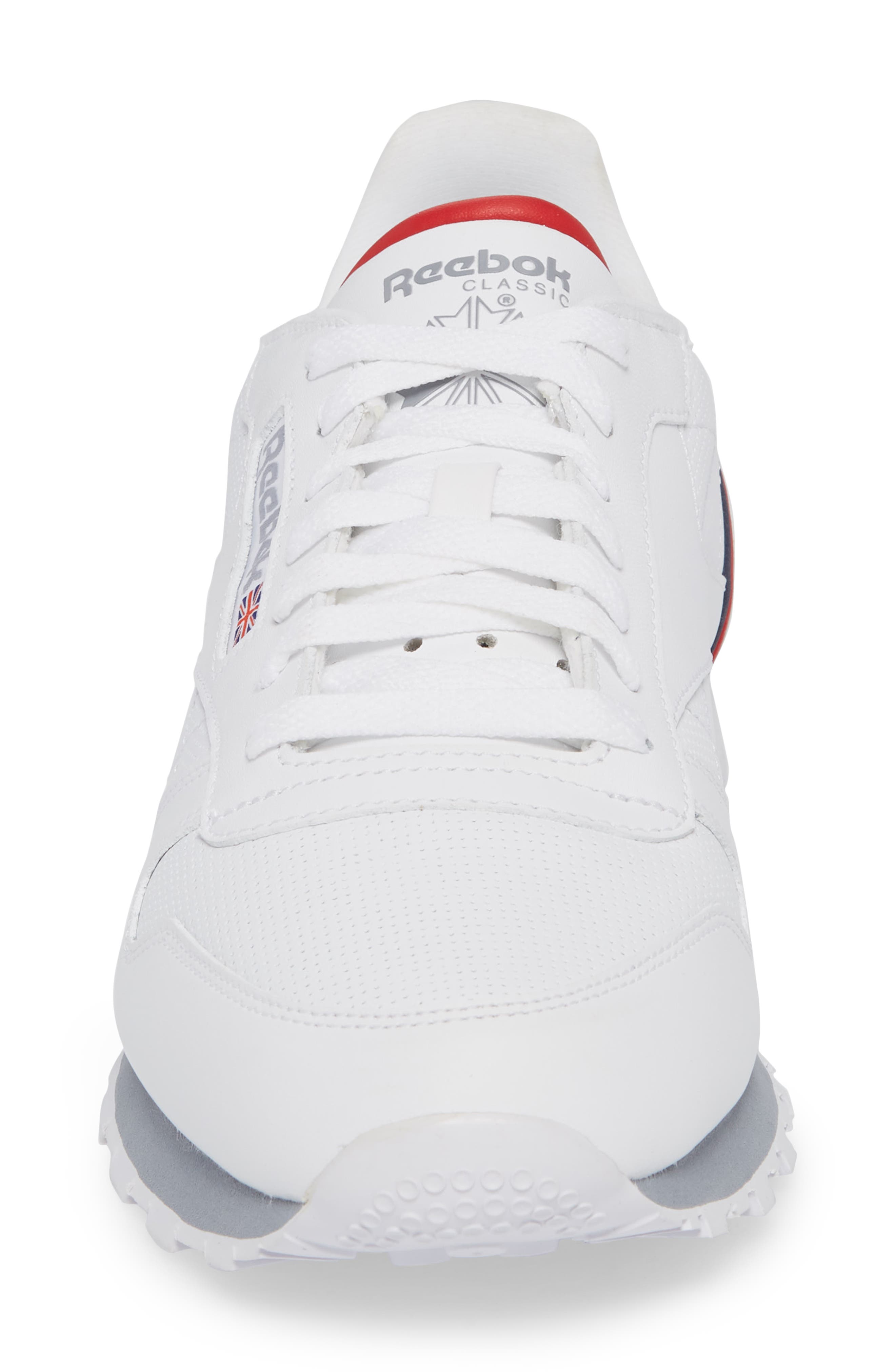 Classic Leather MU Sneaker, Alternate, color, WHITE/NAVY/RED