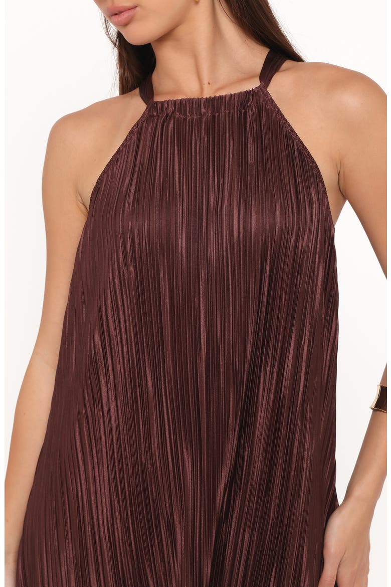 Melody Plissé Metallic Dot Cocktail Dress, Alternate, color, BROWN