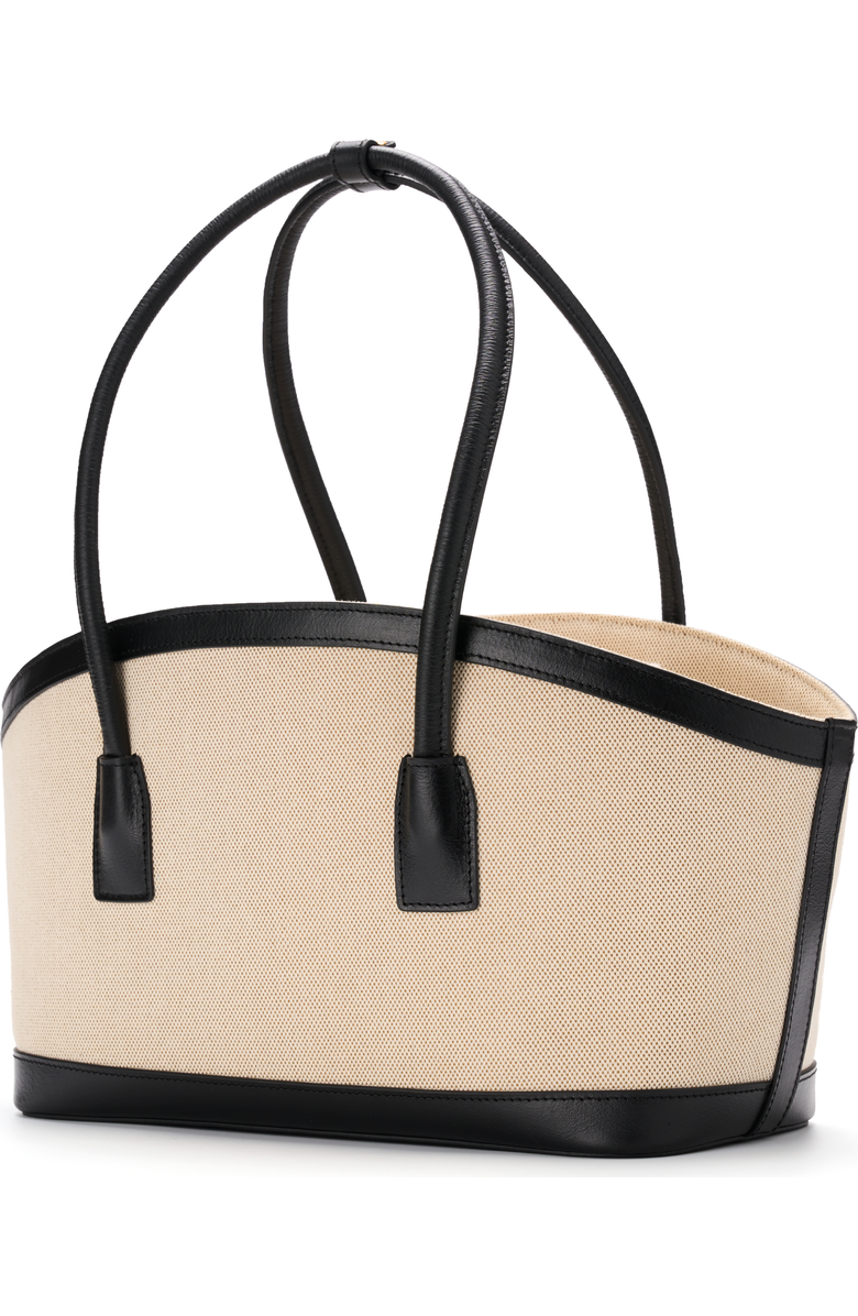 JURGI TAVO Canvas Tote with Leather Trim, Main, color, Beige/Black